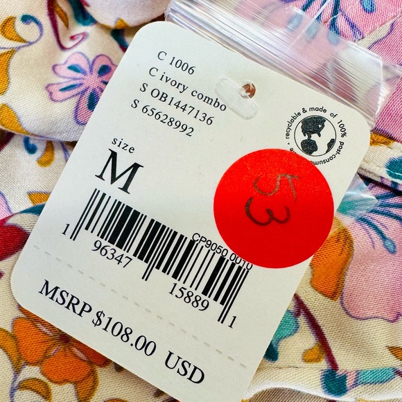 NEW! Free People Ivory Floral Print Sasha Sweetheart-Neck Mini Dress - Picture 17 of 17